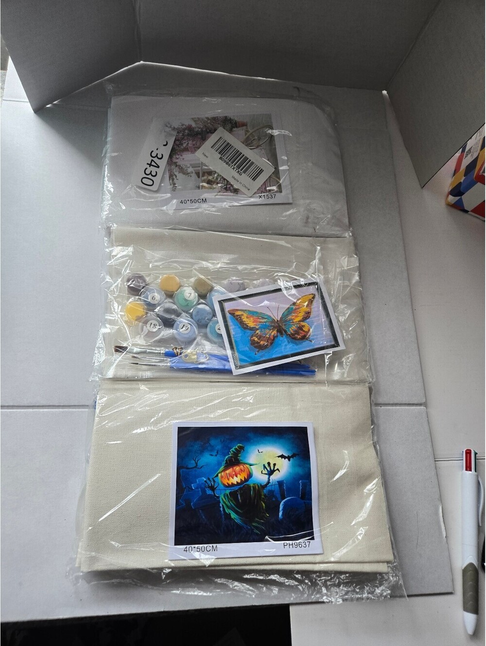 DIY Paint by Number Kits Lot / Halloween Scarecrow, Butterfly & Bicycle